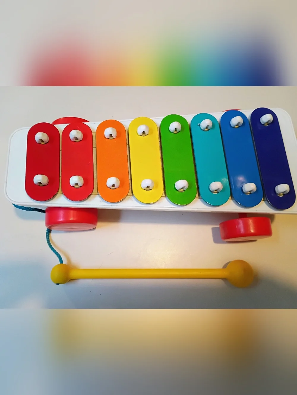 Fisher-Price Rainbow Xylophone Pull Wagon with Yellow Mallet